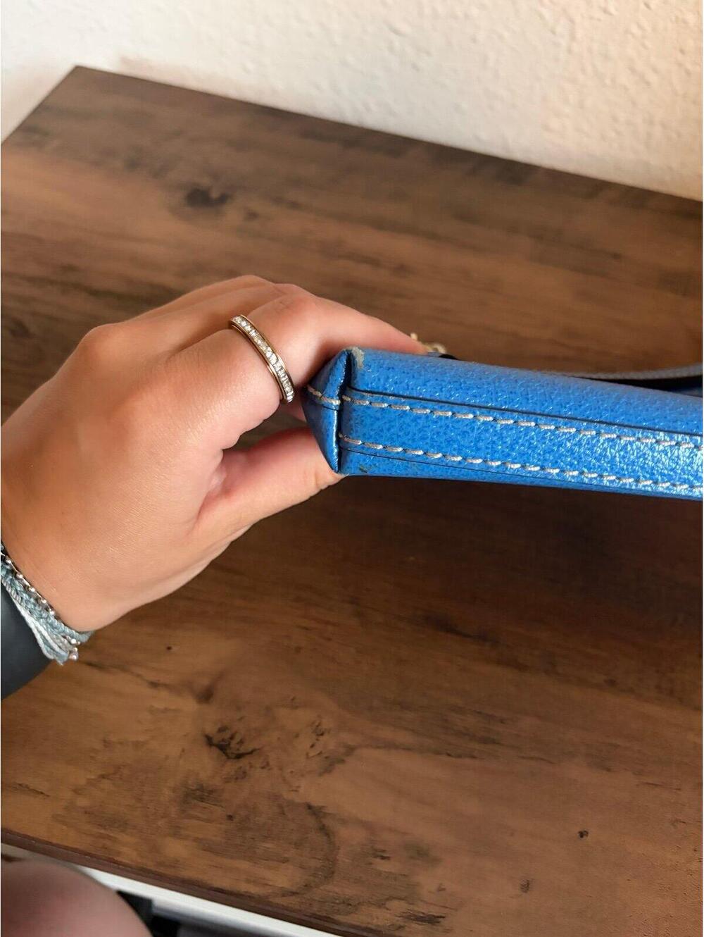 Kate Spade Wellesley Byrd Leather Purse Blue. Some normal wear on the bottom but - Picture 2 of 9